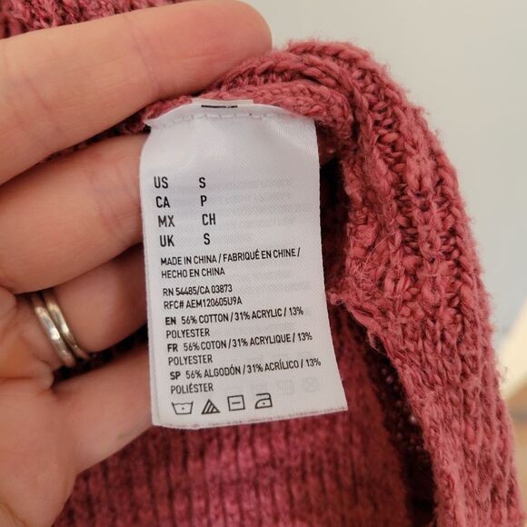 American Eagle Women's Pink Open-Front Sweater Dusty Rose Small Cotton Blend - Picture 4 of 7